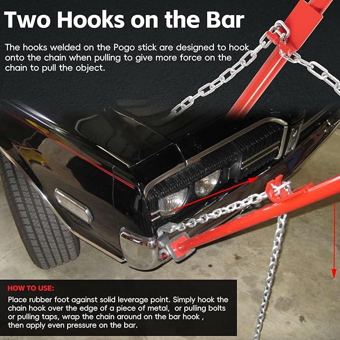 Sunluway 77175 Auto Body Alignment Bar Pulling Stick Tool 52in for Car Repair Bumper Hood Panel Deck & Bracket Dent Puller Stick Alignment Repair Tool Auto Body Dent Repair Tool with Chain