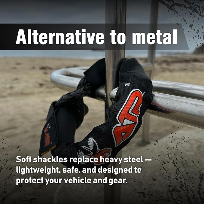 ATR Soft Shackles 1/2” x 24” (2 Pack, Black) – 41,200 lbs Synthetic Rope Recovery Shackles – Heavy-Duty UHMWPE Tow Connectors for Off-Road 4x4, Jeep, Truck, ATV, UTV