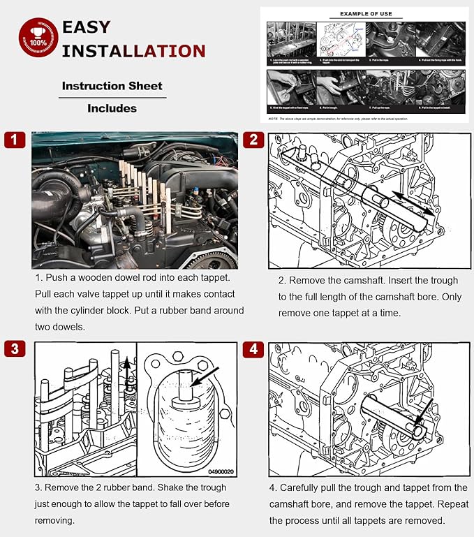8502 Valve Lifter Remover & Installer Tool For Cummins 5.9L 6.7L Diesel Engines 1998-2022 Ram Truck 9- Engine, Replace For 8502A 8502 3822513