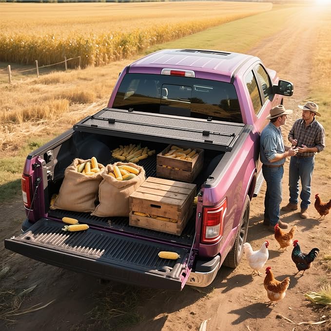 OEDRO Low-Profile Hard Quad-Fold Tonneau Cover Compatible with Dodge Ram 1500 2009-2018, Fit for Ram 1500 Classic 2019-2024 5.7ft Bed Without Rambox, One-Handed Quick Release, Drainage Design