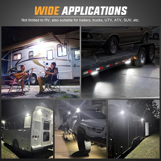 Nilight RV Exterior Light 2PCS 9 Inch Porch Lights Flood Beam 12V 24V LED Scene Cargo Lighting Black Aluminum Housing for RVs Trailers Travel Campers 5th Wheels Motorhome SUV Truck