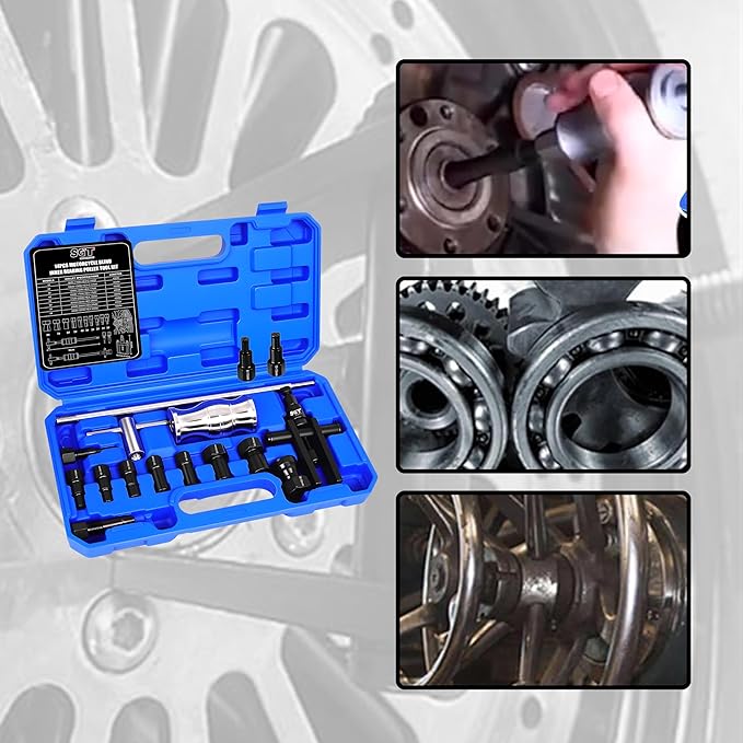 SGT 14pcs Blind Hole Collet Bearing Puller Set,Internal Bearing Extractor Puller Kit,Motorcycle Bicycle Wheel Bearing Removal Tool,Slide Hammer Bearing Puller with Expandable Collets 8-32mm