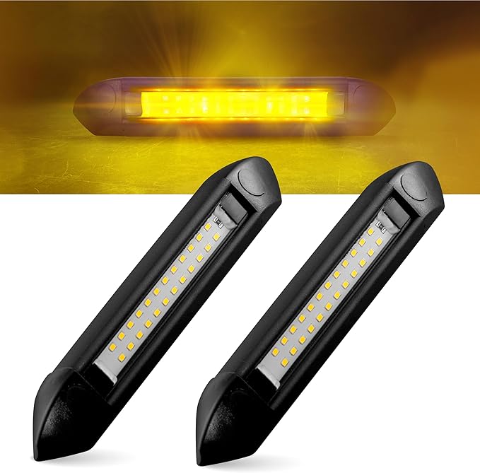 Command Electronics 12V LED Exterior Extruded Porch Light – Surface Mount Utility – IP67 Rating OEM RV, Camper, Bus, Truck, & Trailer – 8"x1.4"x1.4" – Black Case/Amber Light 2-Pack