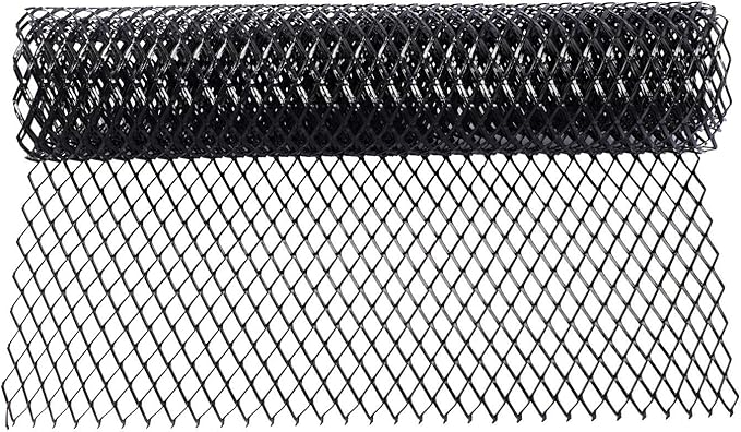 AggAuto 47x16 inches Car Pickup Truck Grill Mesh Spoiler Bumper Vent Aluminum Alloy Automotive Grille Insert Air Intake Racing Rhombic Hole 10x20mm Black