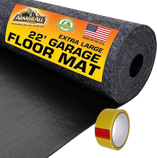 Armor All Original XL Garage Floor Mat, (22' x 8'10"), (Includes Double Sided Tape), Protects Surfaces, Transforms Garage - Absorbent/Waterproof/Durable (USA Made) (Charcoal)