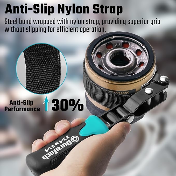 DURATECH Anti-Slip Small Swivel Oil Filter Wrench, Oil Filter Removal Tool Fits Filters 2-3/4" to 3-1/4", Ideal for Car Repair Tools