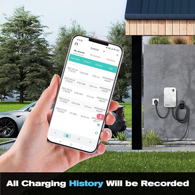 Level 2 EV Charger-40AMP 240V NEMA14-50 for J1772 EVS, WiFi Enabled Electric Vehicle Charging Station, ETL Certified, Password Lock Function, 25ft Cable, White