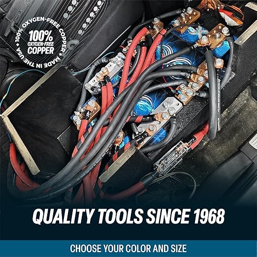 TEMCo 1 Gauge AWG 225 Ft Red Flexible Pure Copper Made in USA Welding Cable Battery Wire - Heavy Duty Solar, Inverter, Car, RV, Truck