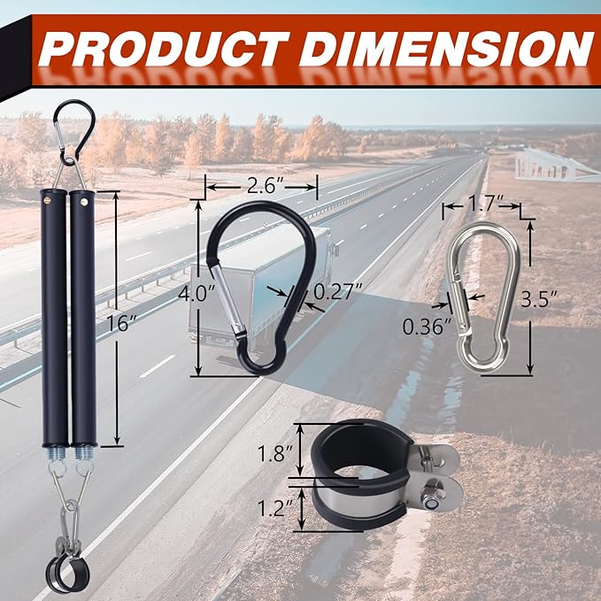 Cheemuii 16" Double Tender Spring Kit with Trailer Hose Holder Heavy Duty Tender Spring for Semi Truck Air Lines Kit 3 in 1 Air Lines Holder for Semi Truck Trailer Tractor