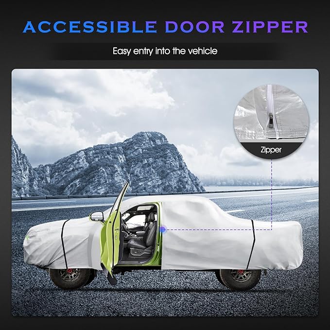 Car Cover Custom Fit for Toyota Tacoma 2005-2023,6 Layers Truck Cover Waterproof All Weather for Automobiles,Outdoor Full Exterior Cover,Rain, Sun, Wind Protection,Silver