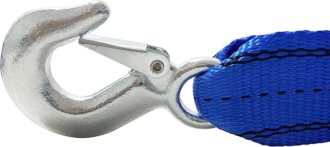HFS(R) Heavy-Duty Tow Strap with Hooks | 10,000-Pound Capacity | Woven Polyester Webbing | HD Truck Recovery, ATV Towing, Vehicle Rescue | Reliable Tow Rope Versatile Applications (2inch X 20FT Blue)