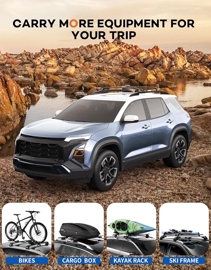 Lockable Roof Rack Cross Bars 260lbs Compatible with 2025 2026 Chevy Chevrolet Equinox with Raised Side Rails (Not for EV),Heavy Duty Aluminum Roof Rails Crossbars Cargo Rooftop.