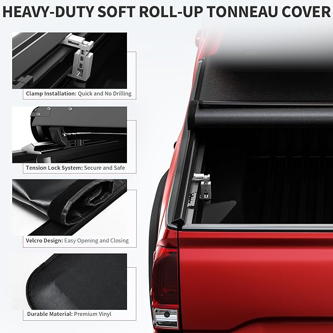 OEDRO Roll Up Truck Bed Tonneau Cover Compatible with 2015-2025 Ford F-150 F150 5.5 Feet Bed
