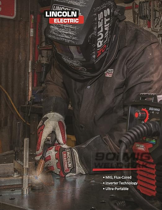Lincoln Electric 90i MIG and Flux Core Wire Feed Weld-PAK Welder, 120V Welding Machine, Portable w/Shoulder Strap, Protective Metal Case, Best for Small Jobs, K5256-1