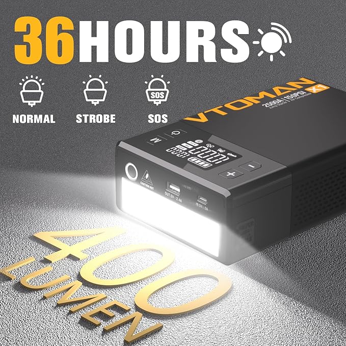 VTOMAN X1 Jump Starter with Air Compressor, Car Battery Jumper Starter (Up to 8.5L Gas/6L Diesel Engine) with 150PSI Auto Tire Inflator, 12V Portable Booster Pack, Lithium Jump Box Charger-Black