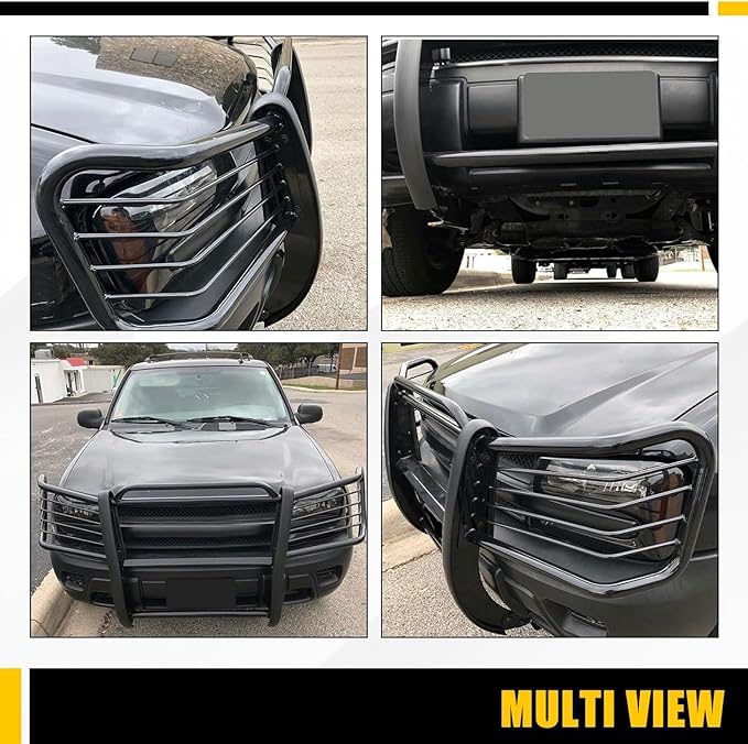 KUAFU Grille Guard Compatible with 2002-2009 Chevy Chevrolet Trailblazer EXT Bull Bar Front Bumper Grill Grille Guard Protector Brush Push Bar Powder Coated Black Steel