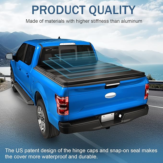 Hard Tri-Fold Truck Bed Tonneau Cover Compatible with 2007-2013 Chevy Silverado GMC Sierra 6.5FT Bed