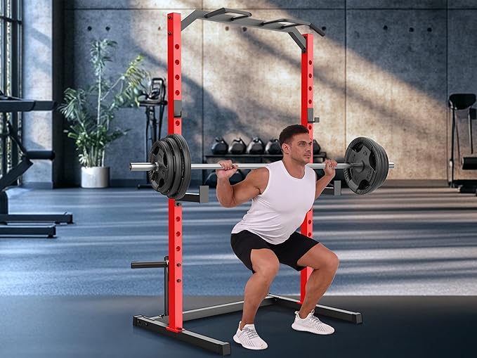 OPPSDECOR Power Cage, Multi-Function Power Rack with Adjustable Cable Pulley System, Squat Rack with Pull-up Bar, J-Hooks, More Training Attachment for Home Gym