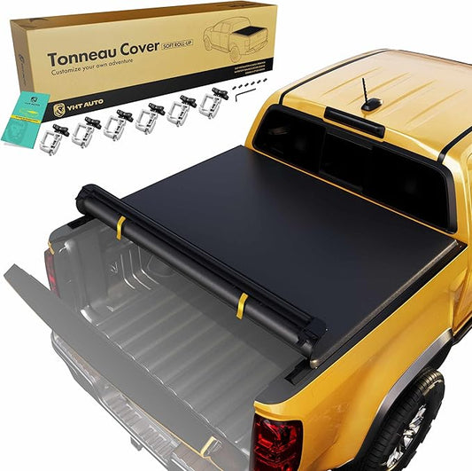 YHTAUTO Soft Roll Up Truck Bed Tonneau Cover Auto Locking System Compatible with 2015-2025 Ford F-150 6.5' (79") Bed All Weather Protection