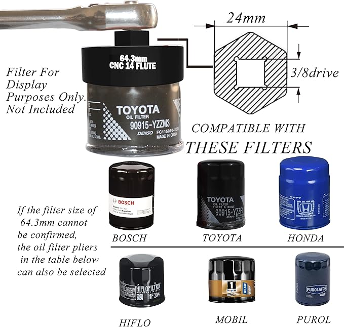 Oil Filter Wrench for toyota Camry Lexus Tacoma Tundra 4Runner RAV4 Corolla Highlander Prius oil filter caps removal socket accessories - toyota oil filter Tool