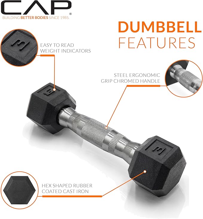 CAP Barbell Coated Dumbbell Weight | Multiple Options Pairs & Sets