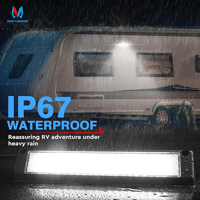 MICTUNING RV Porch Light, 13 Inch 90W LED Exterior Utility Awning Light 6000K, Aluminum Housing IP67 Waterproof, Replacement Lighting for RV Trucks Trailers Bus Marine Boats Campers