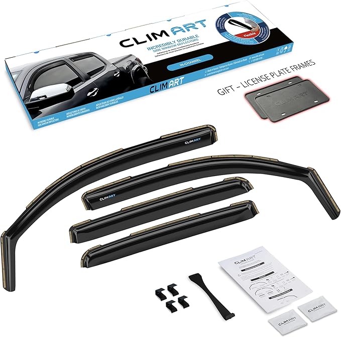 CLIM ART in-Channel Incredibly Durable Rain Guards for Toyota Tacoma 2016-2023 Double Cab, Truck Accessories, Vent Window Visors, Vent Deflector, Original Window Deflectors, 4 pcs - 616173