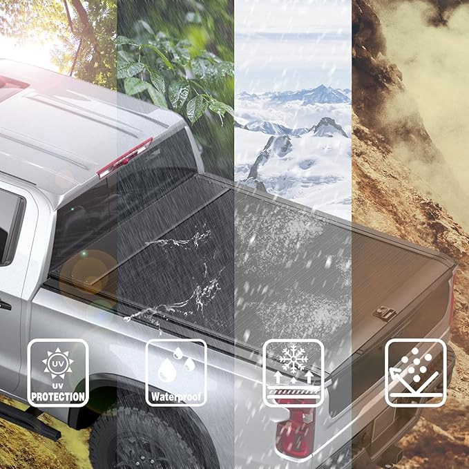 Retractable Truck Bed Tonneau Cover for 2014 2015 2016 2017 2018 2019 2020 2021 2022 2023 2024 2025 2026 Chevy Silverado/GMC Sierra 1500 (5'8" /69" Bed) Truck Bed Cover Password Lock