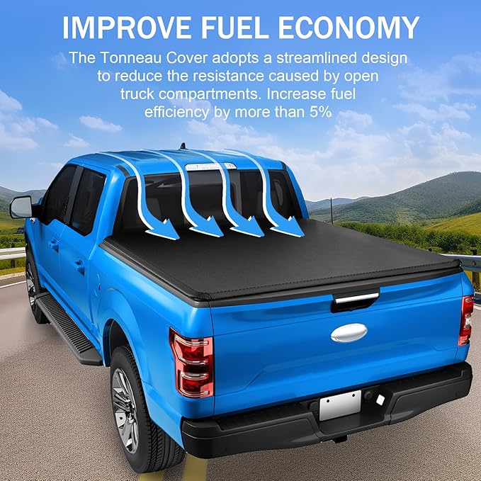 Soft Tri-Fold Truck Bed Tonneau Cover Compatible with 2022-2023 Toyota Tundra 6.5FT Bed