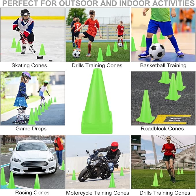 30 Pieces 9 Inch Traffic Cones Plastic Sport Agility Training Safety Cones Soccer Practice Equipment for Basketball Football Drills Exercise, Outdoor Activity and Events