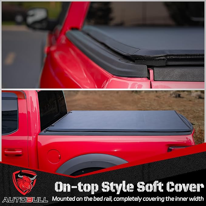 Soft Tri Fold tonneau Cover Compatible with 2022-2025 Ford Maverick 4.6ft Bed (54.4") Vinly Top Alloy Steel Structure