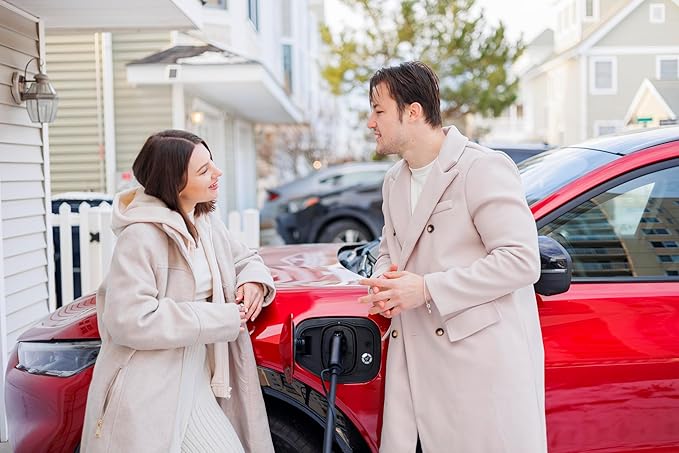 MACH 1: Fast 48 Amp Level 2 EV Charger, Hardwired Wall-Mount EVSE - Electric Vehicle Charging Station with Amp Lock, 200-240V. J1772 Connector Plus Tesla NACS Adapter. Outdoor Rated & a 30ft Cable