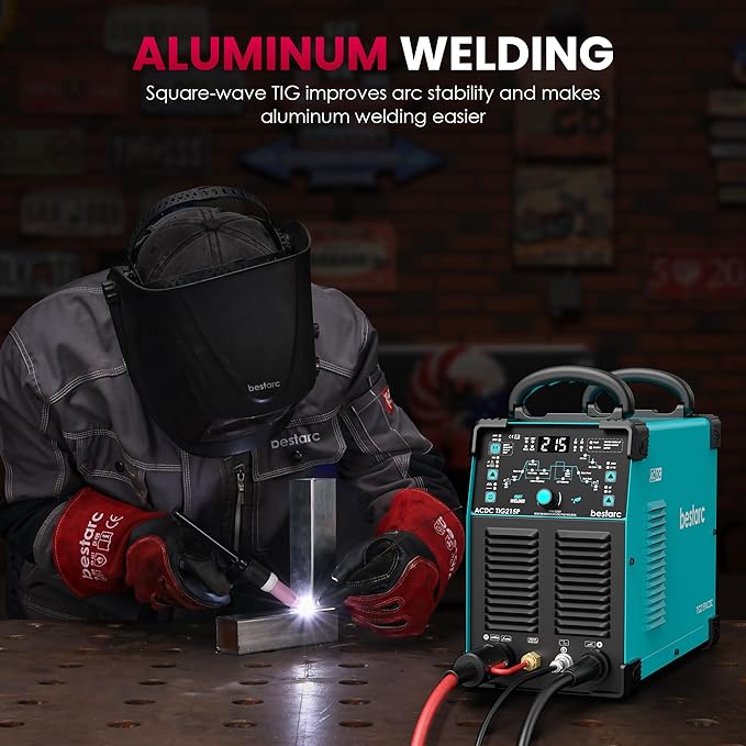 bestarc TIG Welder AC/DC, 215Amp Aluminum TIG Welder with Pulse TIG, 110V/220V Dual Voltage TIG Welding Machine with DC TIG/AC TIG/Pulse TIG/Stick Welding