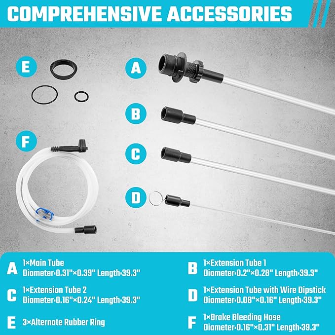 DURATECH 6.5L Oil Extractor Pump Pneumatic/Manual, Fluid Extractor with Pipe Storage Units, Oil Vacuum Pump Extractor with Comprehensive Accessories, Automotive Oil Extractor for Oil Change
