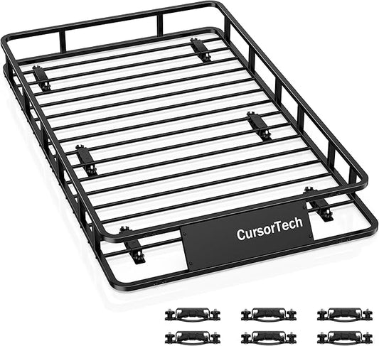 Roof Rack Basket 300LB Universal 64"x 39" Heavy Duty Metal Steel Rooftop Cargo Carrier with 6 U-Bolts Luggage Holder Storage Accessories for SUV, Truck, Pickup, Off-Road, Sedan