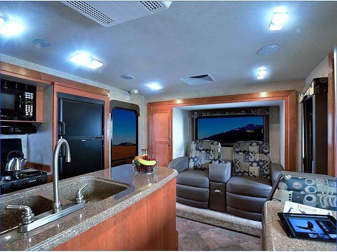 BlueFire 1 Pack Upgraded Super Bright DC 12V Led RV Ceiling Double Dome Light RV Interior Lighting with ON/Off Switch for Trailer Camper Car RV Boat (White - 1PCS)