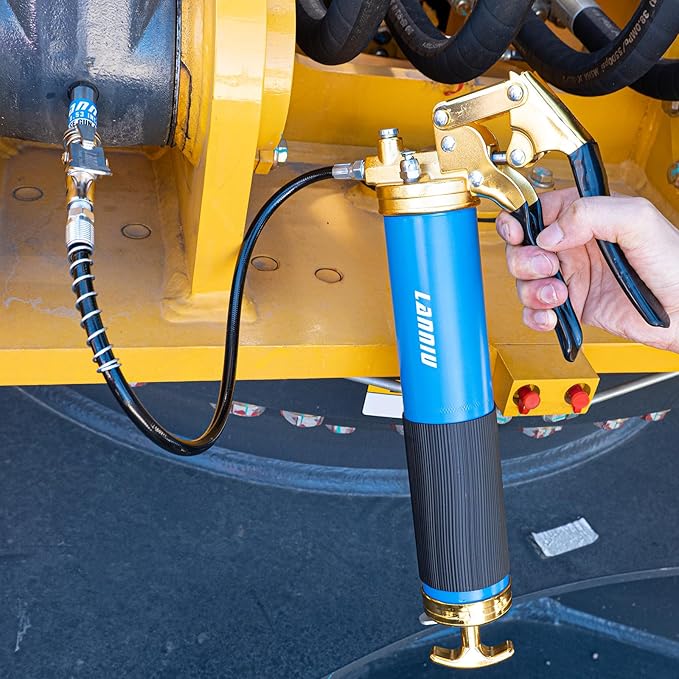 Grease Gun Kit, 8000 PSI Heavy Duty Pistol Grip Grease Gun with 14 OZ Capacity, Includes 0.53" Grease Coupler & 90° Grease Adaptor, Grease Guns for Automotive, Agricultral, Industrial, Marine