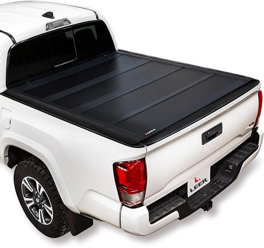 LEER HF650M Quad-Folding Truck Bed Tonneau Cover, Fits Nissan Frontier, Years 2022-2026, 6' Truck Bed, Black