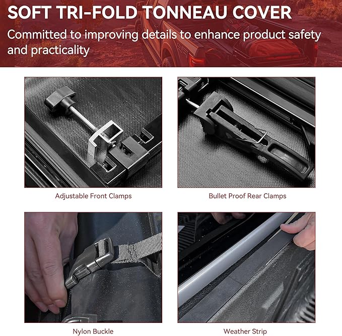 YITAMOTOR Soft Tri fold Truck Bed Tonneau Cover Compatible with 2015-2025 Chevy Colorado/GMC Canyon, Fleetside 5.2 ft Bed