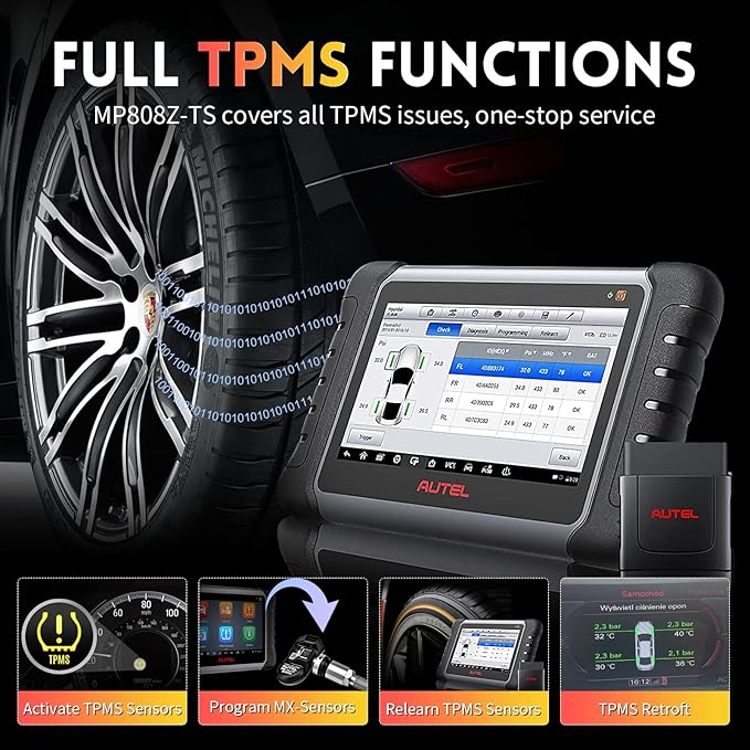 Autel MaxiPRO MP808Z-TS Scanner (2-Year Free Updates) - New ECU Coding Scan Tool with TPMS Relearn Rest Programming, Upgraded of MP808BT PRO /MP808BT, Active Test, 36+Service, Full System Diagnose