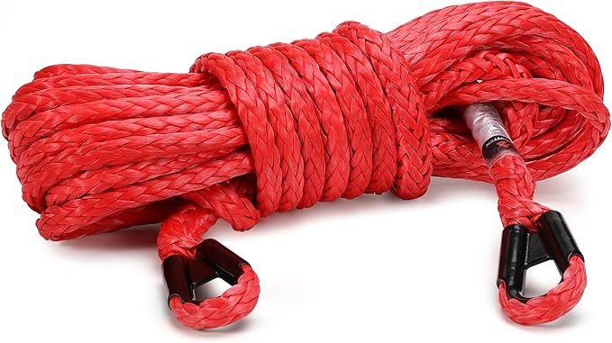 Synthetic Extension Rope Winch Heavy Duty Tow Rope, 7/16" x 50' Winch Cable, 12800KG Load – Ultimate Winching Kit, for Car, Truck