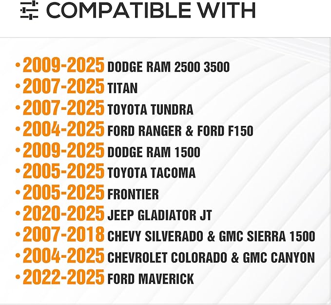 Adjustable Truck Ladder Racks Compatible with Tacoma/Silverado/Ford F-Series/Ram/Tundra/JT/Sierra/Titan/Frontier/Colorado/Canyon/Ranger/Maverick Universal 1000lbs Capacity Bed Rack Cargo Rack