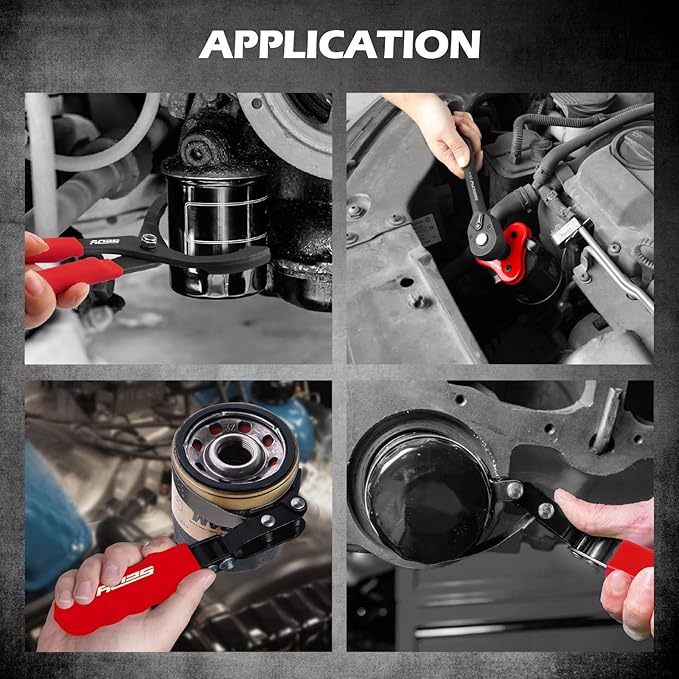 10-Piece Oil Filter Wrench Set 2-3/8"to 4-3/4", 12-Inch Adjustable Oil Filter Plier, Universal 3-Jaw Oil Filter Wrench, 1/2"Quick Release Ratchet Handle, 1/2"-3/8" Adapter, Towel in Storage Case