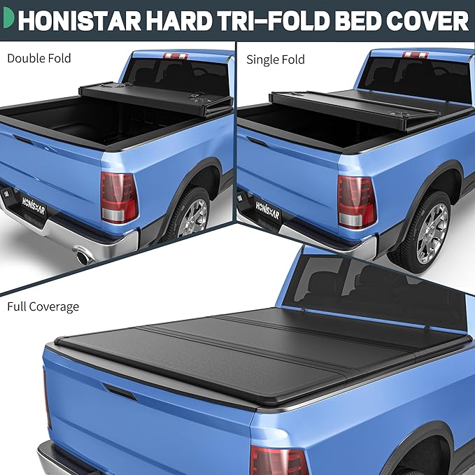 Hard Tri-fold FRP Truck Bed Tonneau Cover Compatible with Jeep Gladiator 2020-2026, 5 Ft Bed