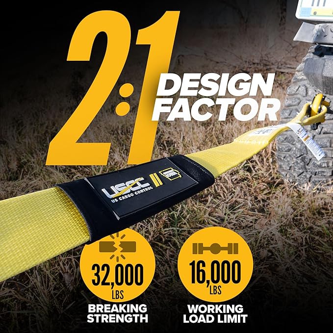 US Cargo Control Heavy Duty Tow Strap Recovery Kit - 3" x 30' Tow Strap Made in USA (24,000 LBS Break Strength), (2) 3/4" D Ring Shackles, Storage Bag - Tow Recovery Kit for Vehicle Recovery