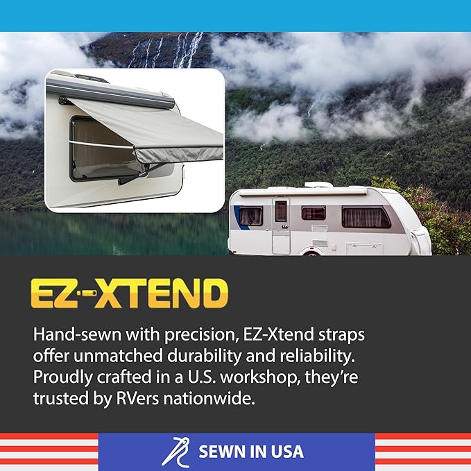 EZ-Xtend RV Camper Window Awning Pull Strap. Replacement Strap Made with UV Polyester Webbing, Lifetime Thread for Easy Operation RV Patio Window Awning. Sewn in USA (29")