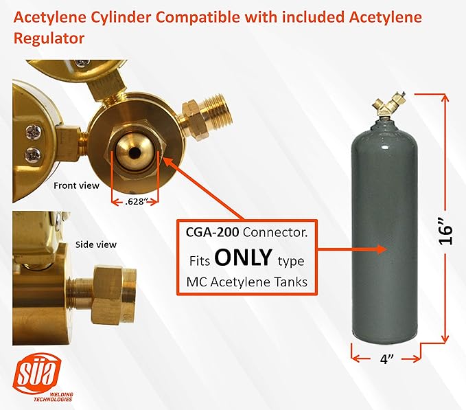 SÜA - Ligth Duty Professional Welding/Brazing Set - Oxygen & Acetylene - Compatible with Victor Series "J"