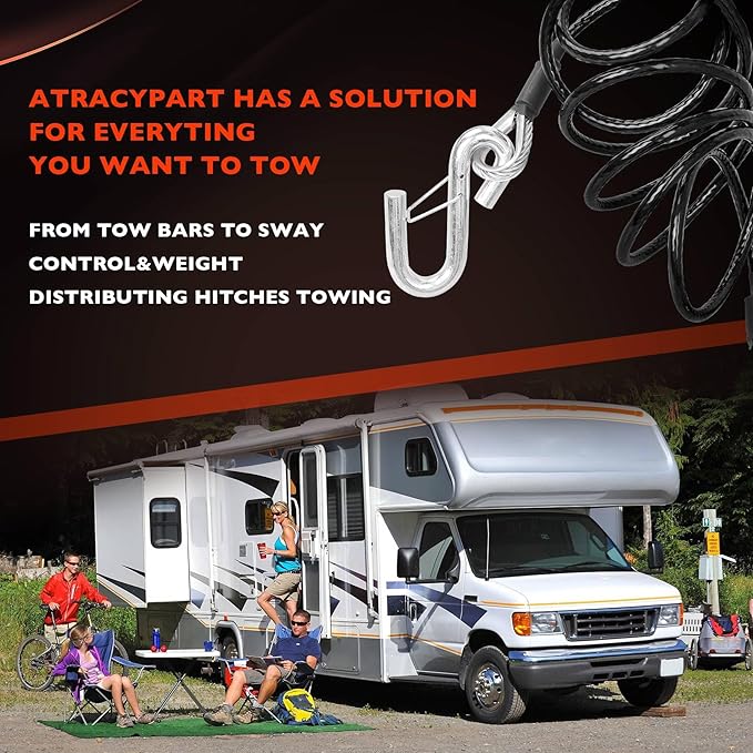 BX88196 Coiled Safety Cable Kit with S-Hook | 7500 lbs,7 Ft(84") Black Trailer Safety Cables(2 PCS)