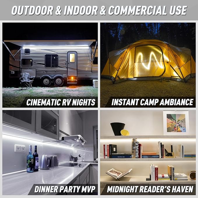 RV Awning Light,12V 20FT Camper Awning Lighting,Waterproof LED Strip,Exterior Underglow Lighting for RV Motorhome Travel Trailer Food Truck Outdoor Party (White, 20FT)