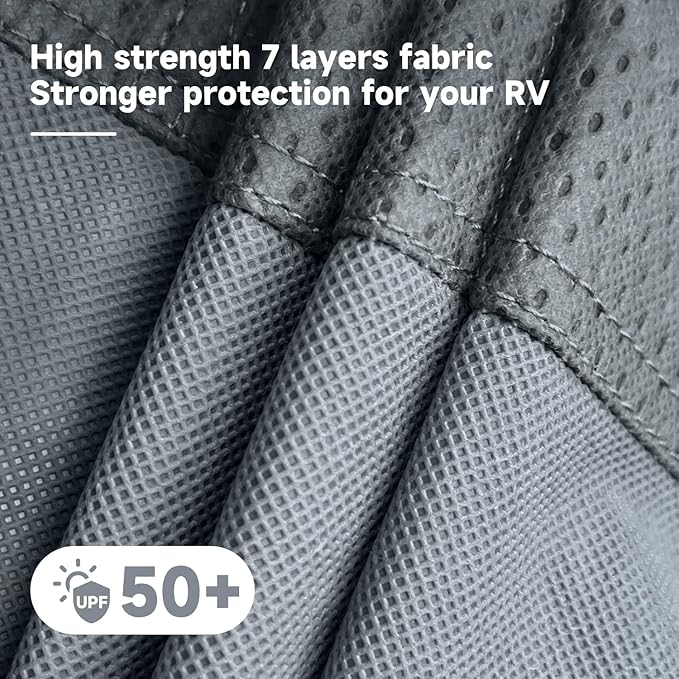 VINPATIO Heavy Duty RV & Trailer Cover - 7 Layers, Fits 20'-22' Travel Trailer, Toy Hauler & Camper Cover with Tongue Jack Protection, Windproof Straps & Gutter Covers